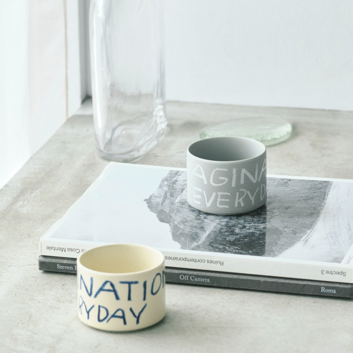 スライドショー【きほんのうつわ × Lee Izumida】カップ 別注生成・灰青 2個セットの画像を開く